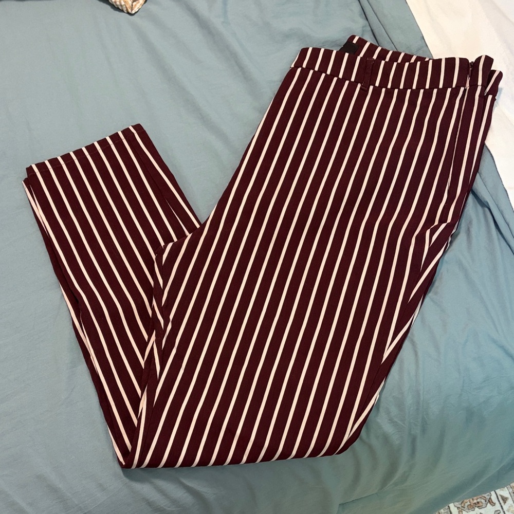 Forever 21 Maroon and White Striped Trousers